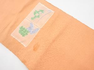 アンティーク　手織り紬草花模様織り出し名古屋帯